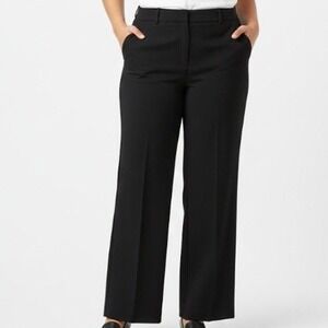 Chicos Black Wide Leg Pants Size 3 Regular Stretch Cotton Blend‎